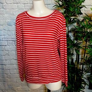 Cynthia Rowley Women’s Red and White Striped Top